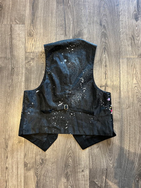 SOLD ARCHIVED - Black Multi Colored Splatter Vest