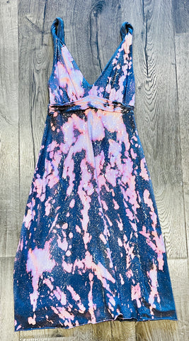 SOLD ARCHIVED - Gray and Pink Splattered and Bleached Tank Style Dress