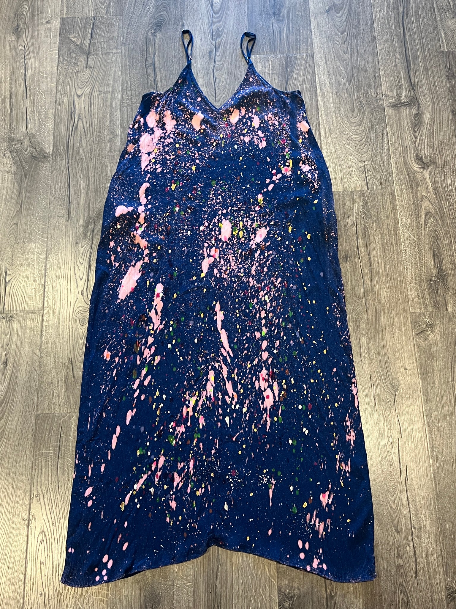 SOLD ARCHIVED - Blue Multi Splatter Maxi Dress