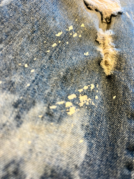 Tattered and Splattered Denim Jeans