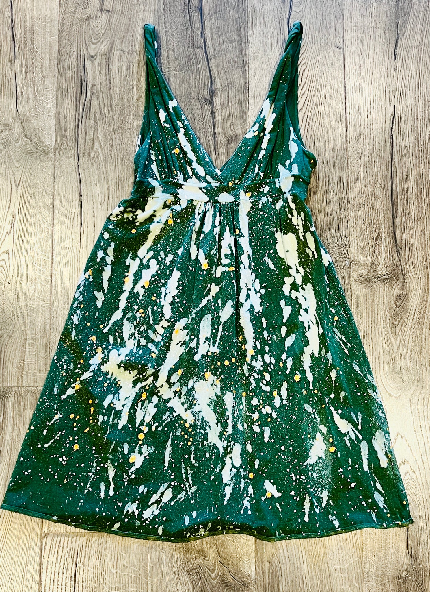 SOLD ARCHIVED - Green Splattered MIDI A-Line Dress